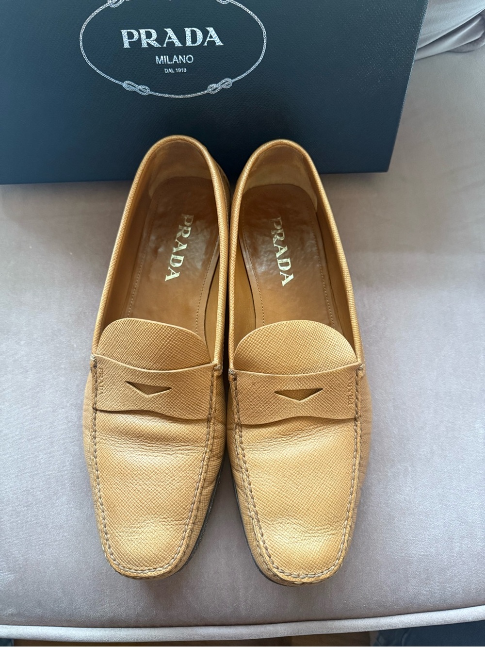 Prada Men’s Tan Leather Loafers